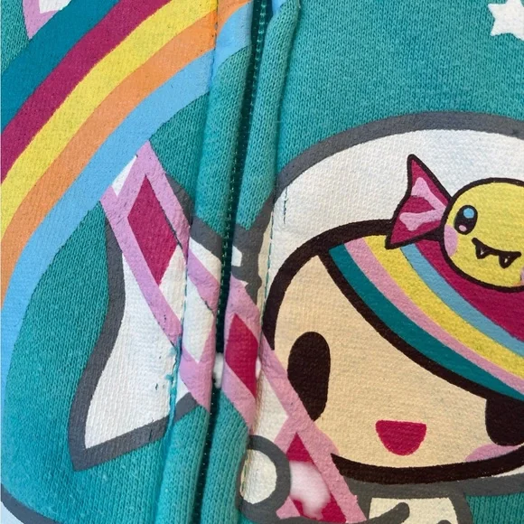 Tokidoki Teal Hoodie with Rainbow Design - Picture 3 of 15